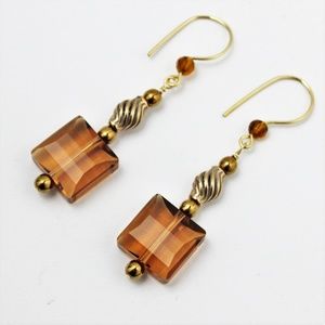 Artisan Handcrafted Swarovski Light Smoked Stairway Bead Earrings